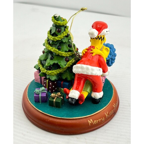 SIMPSONS Bradford Christmas Ornament Illuminated "Merry Kiss-Mas" Homer Marge - Picture 2 of 9